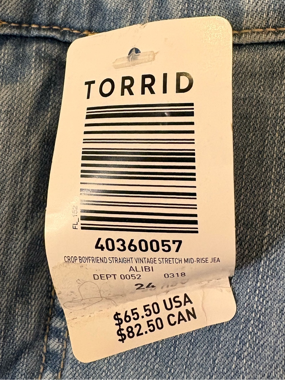 Torrid Crop Boyfriend. Vintage Stretch Jeans Size 24 (3X) NWT - Picture 8 of 15
